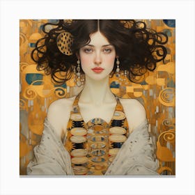 Yellow Flower Retro Woman  Canvas Print