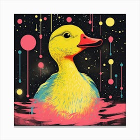 Duckling By The River Linocut Style 5 Canvas Print