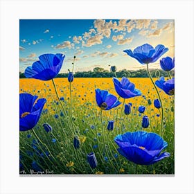 Blue Poppies 02 -Style - Van Gogh Canvas Print