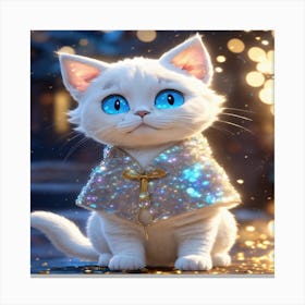 White Cat With Blue Eyes Canvas Print