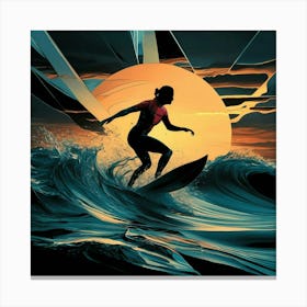 Surfer At Sunset 9 Canvas Print