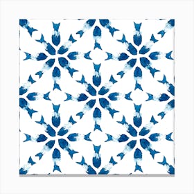 Blue And White Geometric Watercolor Canvas Print