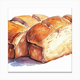 Watercolor Illustration Of Bread Canvas Print