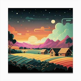 A simple and vibrant little land 13 Canvas Print