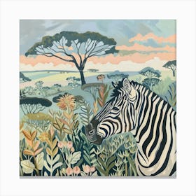 Zebra Pastel Illustration 2 Canvas Print