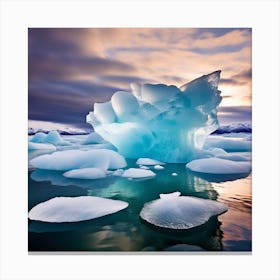 Icebergs At Sunset 22 Canvas Print