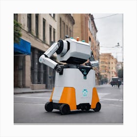 Robot On The Street 4 Canvas Print