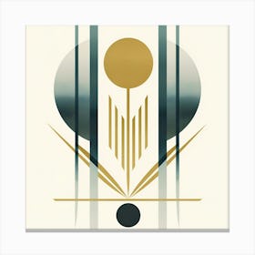 Mid Century Art, Muster, Linien, Kreise Bauhaus grün-beige Style Canvas Print