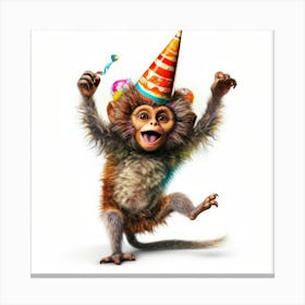 Monkey In Birthday Hat Canvas Print