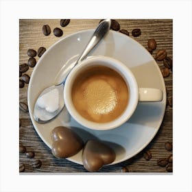 Coffee And Hearts Canvas Print