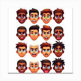 Set Of Emoji Faces Canvas Print