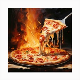 Pizza On Fire 1 Canvas Print