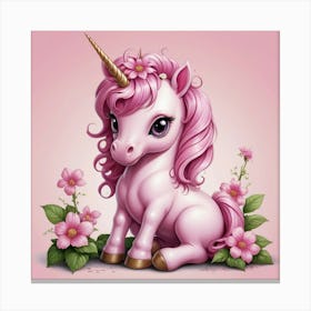 Little Pink Unicorn Canvas Print