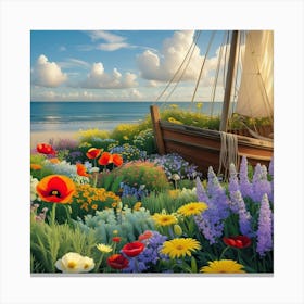 Boat In The Garden Canvas Print