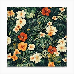 Tropical Floral Wallpaper Art Canvas Print