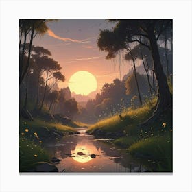 Sunset In The Forest 2 Canvas Print