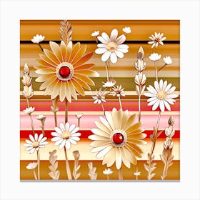 Daisies On A Red Background Canvas Print