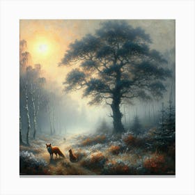 Foxes In The Forest 1 Canvas Print