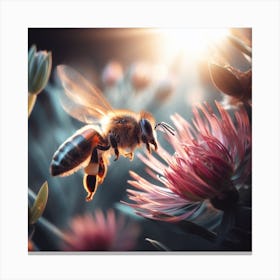 Bee On A Flower Canvas Print