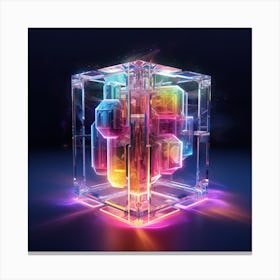 Neon Cube Canvas Print