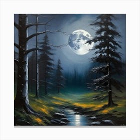 Full Moon In The Woods Canvas Print