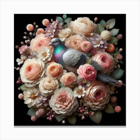 Bird In A Flower Arrangement Canvas Print