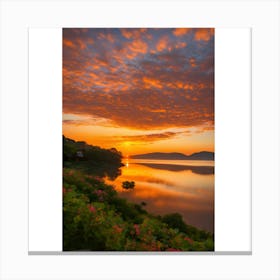 Sunset Over Lake Canvas Print