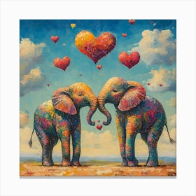 Love of Elephants Abstracted Under a Cloud of Hearts 6 Canvas Print