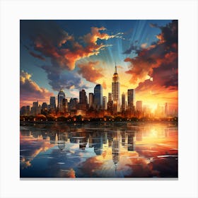 Sunset In New York City Canvas Print