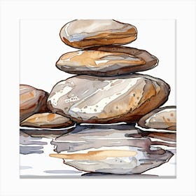 Watercolour Of Rocks Canvas Print