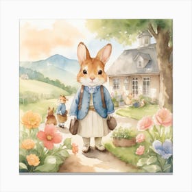 Little School Rabbit Canvas Print
