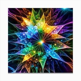 Abstract Vibrant Colored Neural Flower Painting Canvas Print