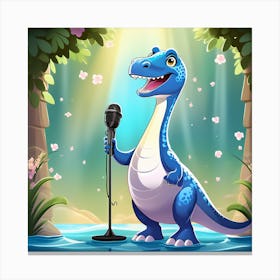 Dinosaur Singing In The Forest Canvas Print