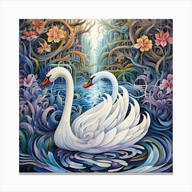 Swans In The Water Canvas Print