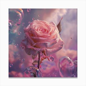 Pink Rose With Bubbles 1 Canvas Print