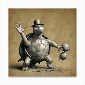 Turtle In Top Hat 1 Canvas Print