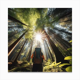 Hiker In The Forest 1 Canvas Print