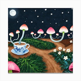 Teacups And Mushrooms Canvas Print