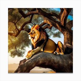 Lion In The Tree 16 Canvas Print