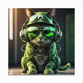 Cat With Headphones 11 Canvas Print