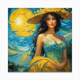 Woman In A Hatgjj Canvas Print