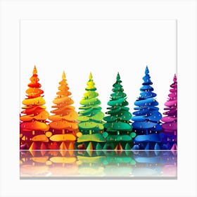 Rainbow Christmas Trees Canvas Print