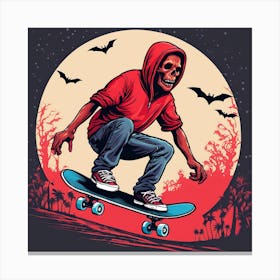 Halloween Zombi An A Skateboard Painting (23) Canvas Print