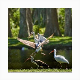 Ibis Bird taking off Canvas Print