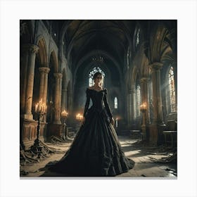 Bride In A Church Canvas Print