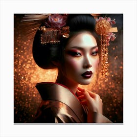 Japan Traditional Geisha Illustration By Ad 66 Canvas Print