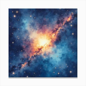 Celestial Painting Of Cosmic Wonder In Watercolor 1 Canvas Print