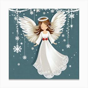 Angel With Snowflakes 1 Canvas Print