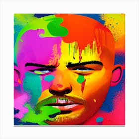 Face A Man vibrant colours painting Canvas Print