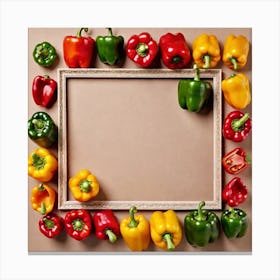 Colorful Peppers Frame 2 Canvas Print